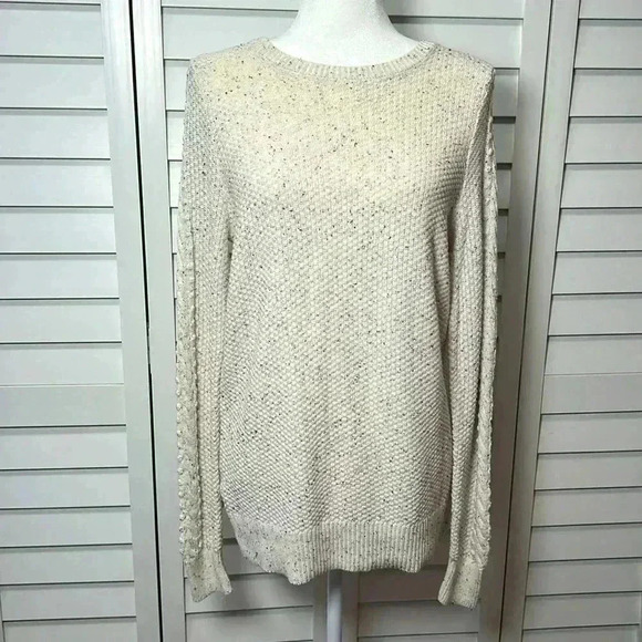 LOFT Flecked Bobble Sleeve Sweater Size Medium NWT - Picture 4 of 13